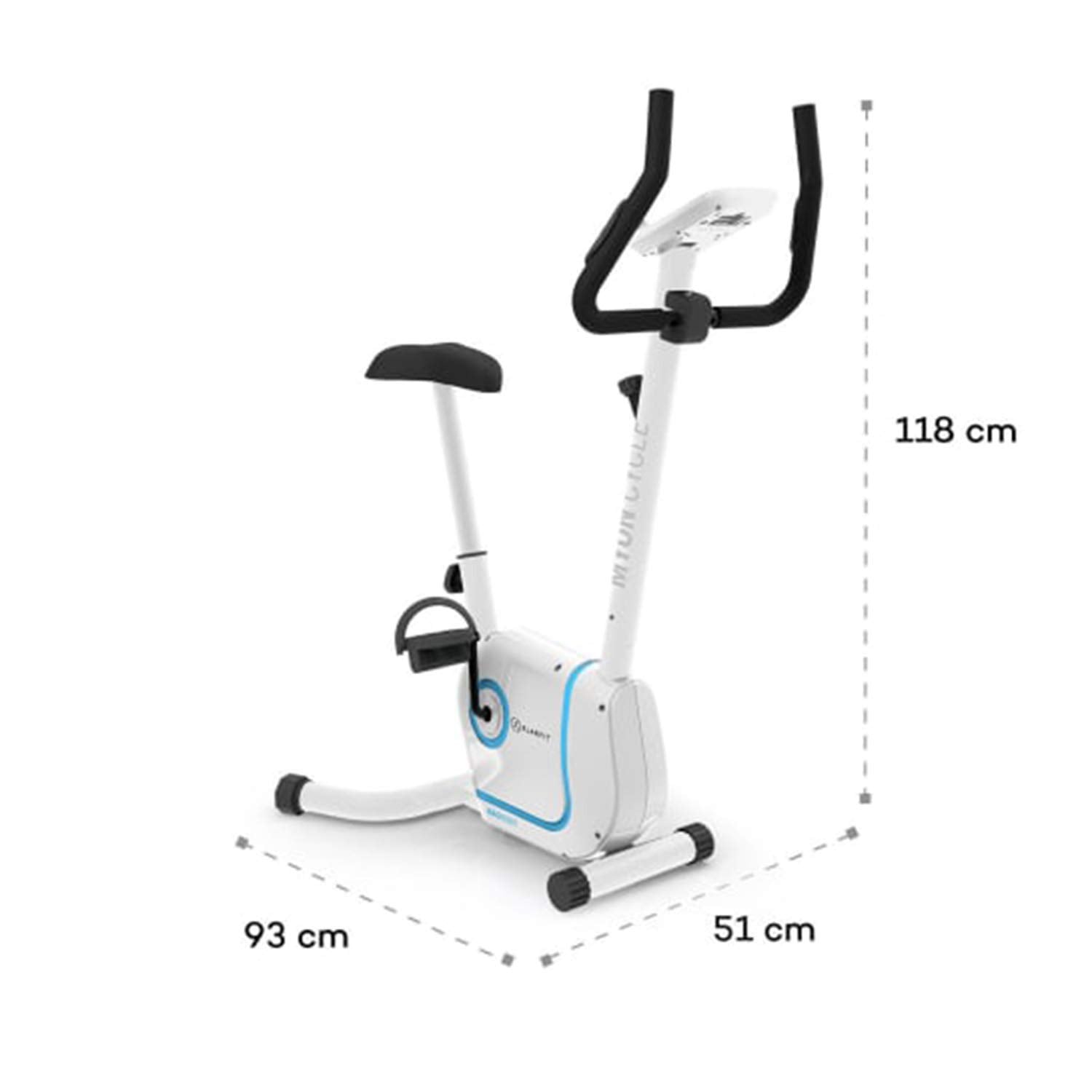 Klarfit Myon Cycle Heimtrainer Fahrrad - Ergometer mit 12 kg Schwungmasse, Hometrainer mit Pulsmesser, 8-stufiger Widerstand, Rahmenantrieb mit SilentBelt, Tablethalterung, weiß
