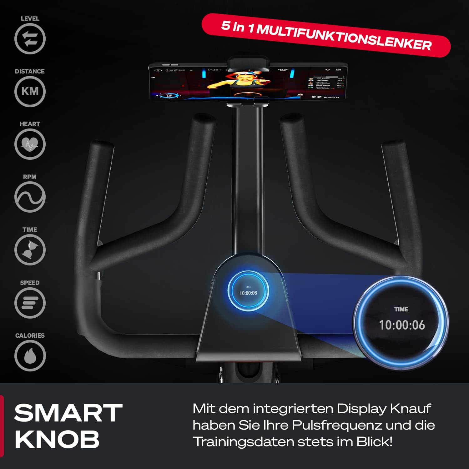 Sportstech sBike Lite - Smartes Heimtrainer Fahrrad mit LED - Deutsche Qualitätsmarke - App mit Kursen und 360° Tablet-Halterung für Full Body Workout - Ergometer (sBike Lite Bundle)