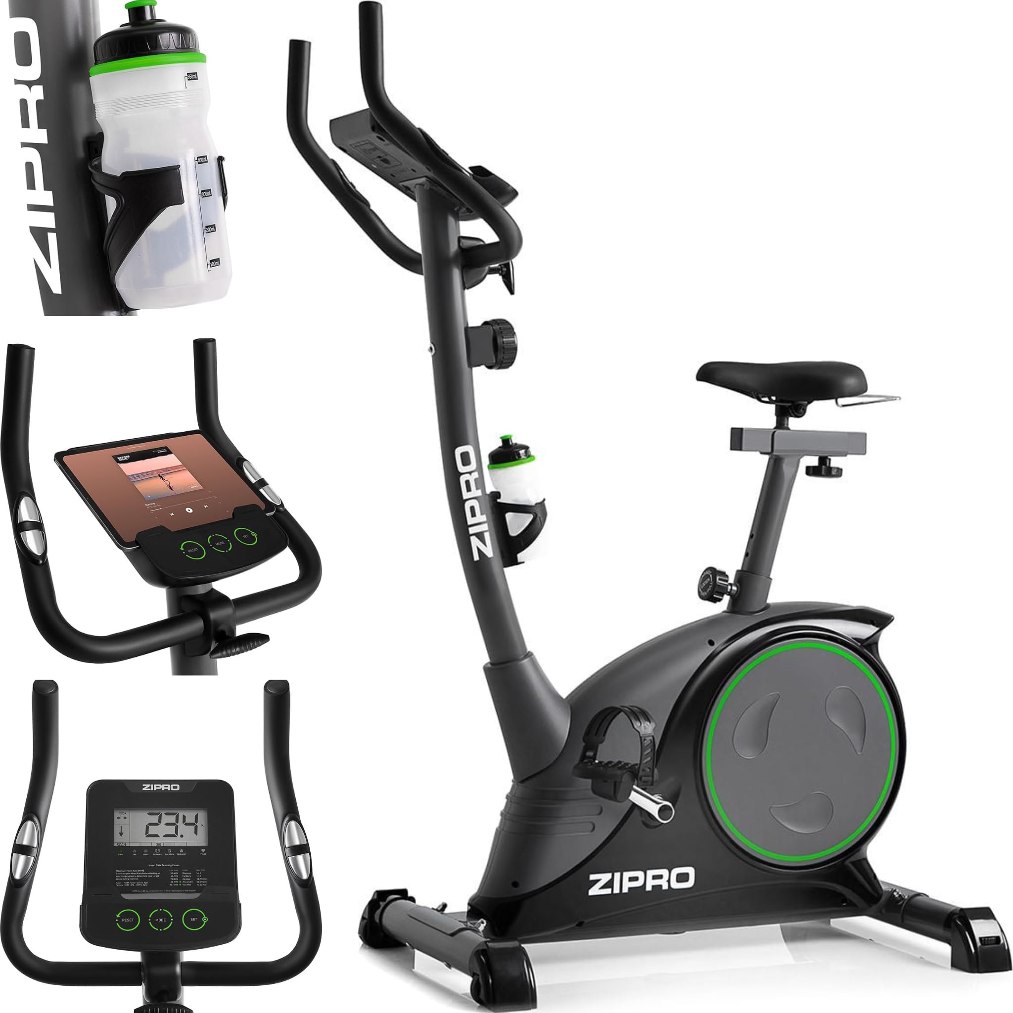Zipro Heimtrainer Fahrrad Nitro, Ergometer Fitnessbikes, Magnetisches Fahrradtrainer, Ergometer Fahrrad bis 150kg, Indoor Bike, Trainingsfahrrad für zuhause, Fahrradergometer Batteriebetrieben