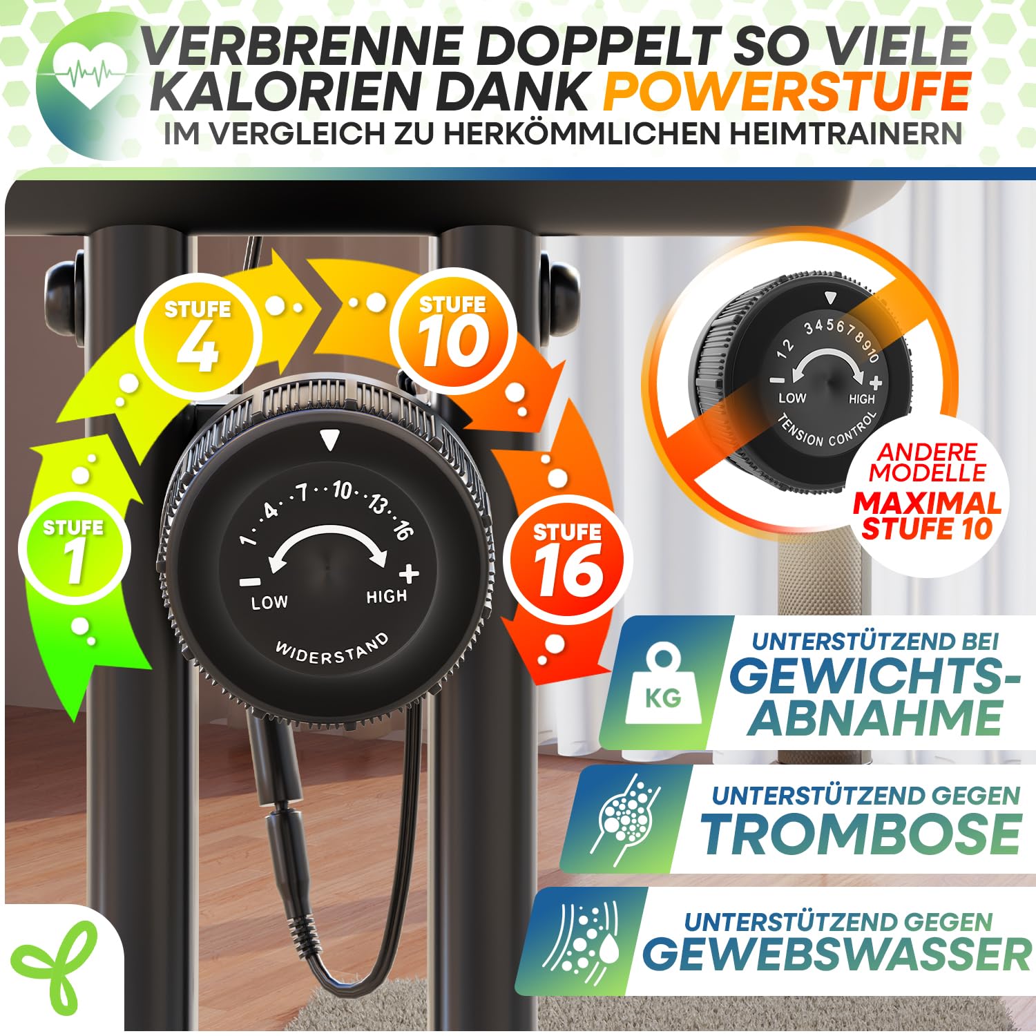 Neu Tretmann Hometrainer fahrrad Klappbar Set-extra bequem & leise- [RelaxFoam] bis 150KG Belastbar Ergometer fahrrad, Heimtrainer fahrrad, Ergometer Heimtrainer Senioren, Fitnessbikes, home trainer